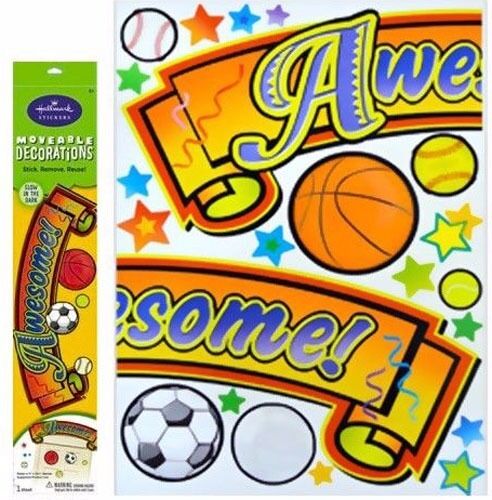Sports Large Moveable Decorations Wall Stickers 17" x 24" Glow In The Dark