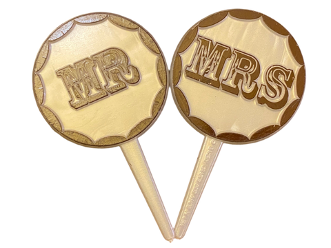 Mr & Mrs Western Cupcake Topper Picks - Set of 12