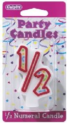 Numeral One Half 1/2 Birthday Red Party Candle