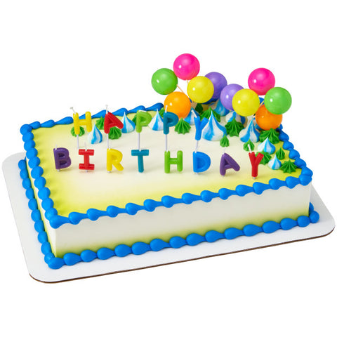 Happy Birthday Candles & Balloon Cake Topper Set