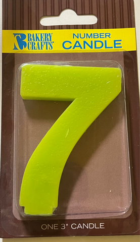 Numeral 7 Seventh Birthday Block Party Candle - Lime Green