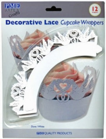White Dove Decorative Lace Cupcake Wraps