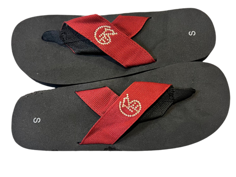 Maroon with Sparkle G Flip Flops - Size Small