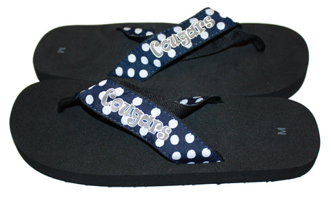 Cougars on Polka Dot Straps Flip Flops