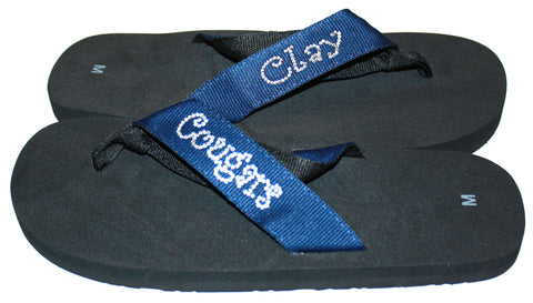 Clay Cougars Sparkle  Flip Flops - Size Medium