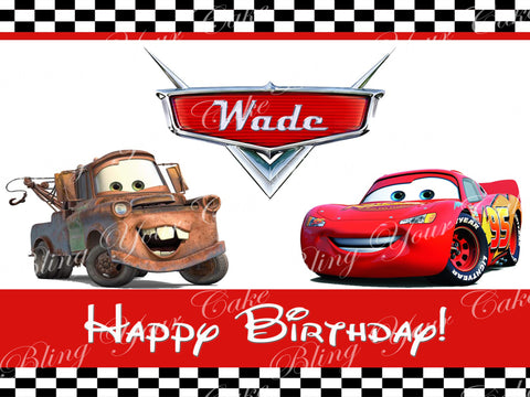 Disney Cars Lightning McQueen and Tow Mater Edible Icing Sheet Cake Decor Topper - DC4