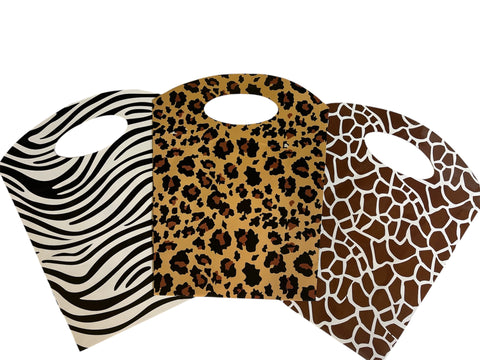 Safari Print (Cheetah, Zebra, and Giraffe) Gift Bags - Set of 12