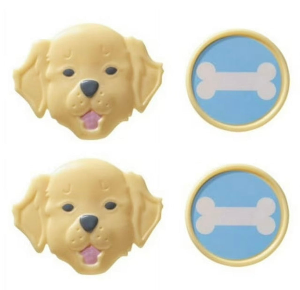 14 Puppy Dog and Bone Cupcake Topper Rings