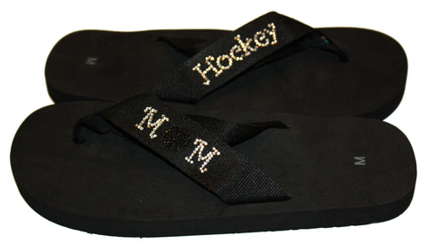 Hockey Mom Bling Flip Flops