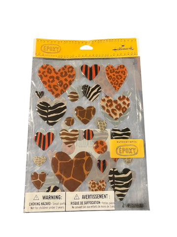 Animal Print Hearts Epoxy Stickeroni Stickers