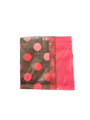 Pink and Hot Chocolate Polka Dot Party Lunch Napkins