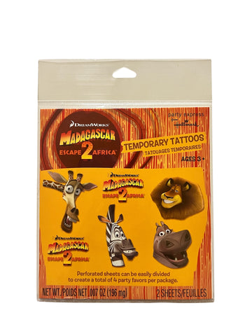 Madascar Escape 2 Africa Temporary Tattoos