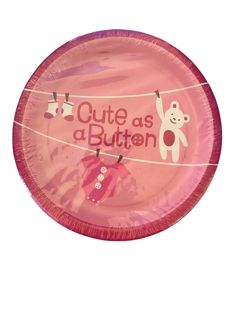 Cute as a Button Baby Girl Dessert Plates