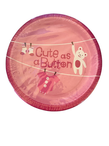 Cute as a Button Baby Girl Dessert Plates