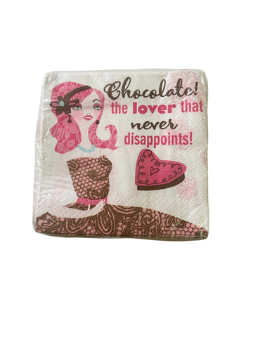 Chocolate, the Lover that never Disappoints Valentine Party Beverage Napkins