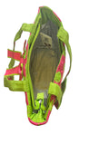 Pink with Lime Green Polka Dots Insulated Quilted Lunch Tote Bag