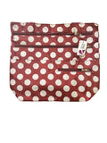 Multi Zipper Canvas Tote Bag - Maroon with White Polka Dots