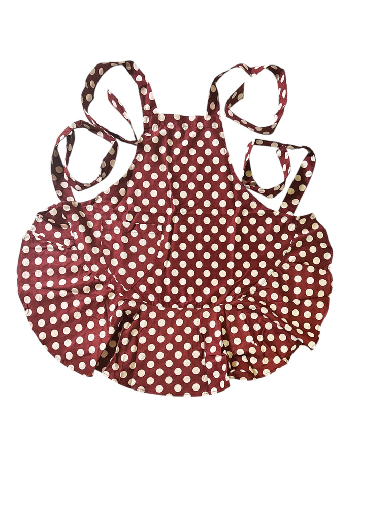 Maroon with White Polka Dots Apron