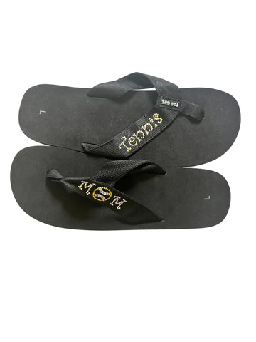 Tennis Mom Flip Flops - Yellow Bling
