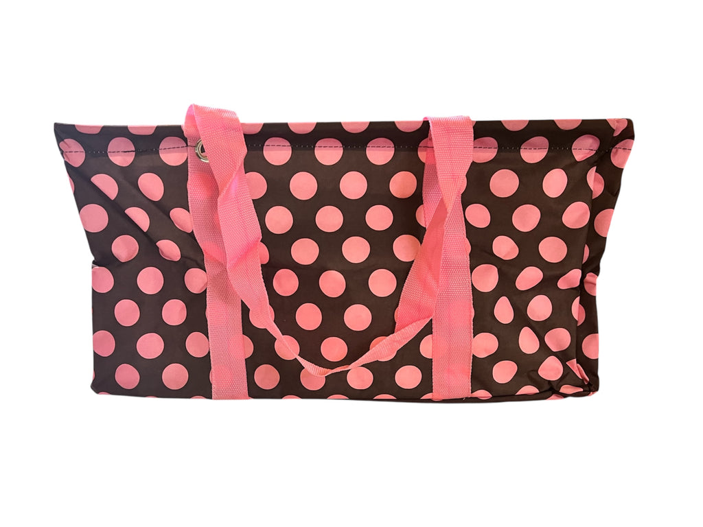 Brown with Pink Polka Dot Collapsible Utility Tote