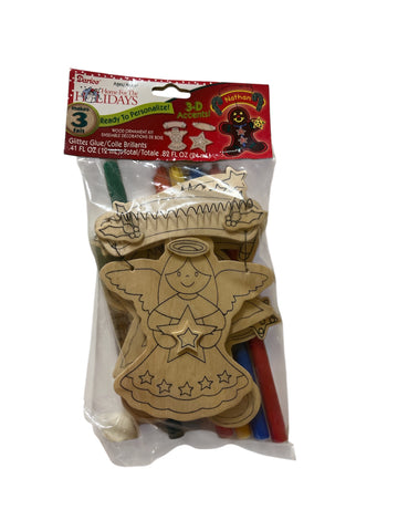 Christmas Wooden Ornament Kit by Darice - Angel, Star & Gingerbread Man