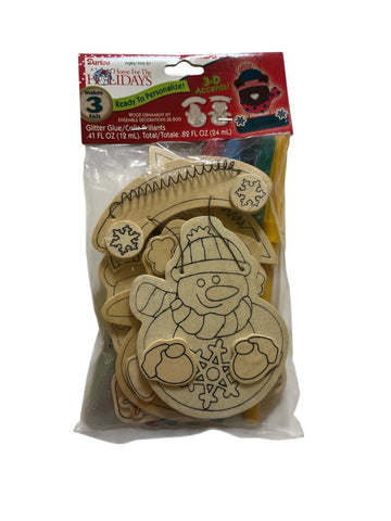 Christmas Wooden Ornament Kit by Darice - Snowman, Penguin, and Bear