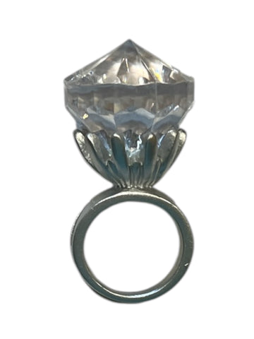 Diamond Ring in Silver Setting Cake Topper