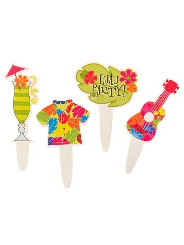 12 Luau Party Cupcake Flexi Picks