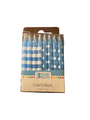 Blue Candles with Stripes and Polkadots
