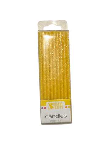 Slim Yellow Glitter Candles