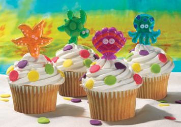 12 Under the Sea (Ocean) Friends Puffy Jewel Cupcake Picks
