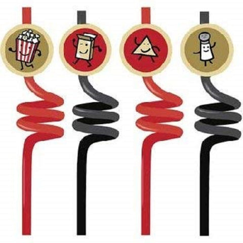 It's Showtime! Movie Night Party Plastic Straws