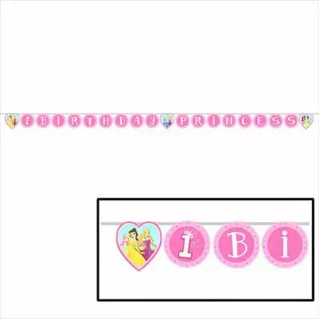 Disney Princess First 1st Birthday Princess Hanging Banner