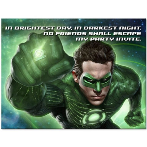 Green Lantern Birthday Party Invitations