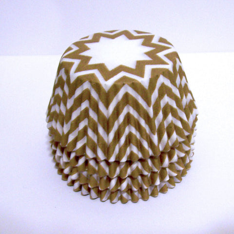 White and Gold Chevron Cupcake Liner Cupcake Baking Cups