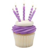 Purple with White Stripes and Dots Party Candles