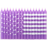 Purple with White Stripes and Dots Party Candles
