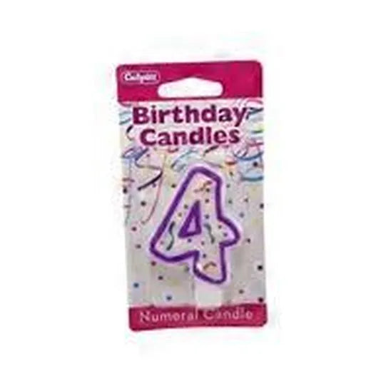 Numeral 4 Fourth Birthday Party Candle - Purple