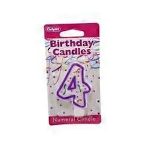 Numeral 4 Fourth Birthday Party Candle - Purple