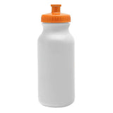 White Bike Water Bottles - 20 ounce - Choose Your Cap Color