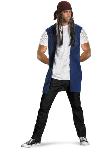 Adult Pirates of the Caribbean Jack Sparrow Costume Set Jack Sparrow Pirate Set with Vest, Headband and Hair