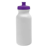 White Bike Water Bottles - 20 ounce - Choose Your Cap Color