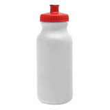 White Bike Water Bottles - 20 ounce - Choose Your Cap Color