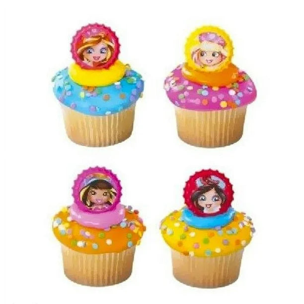 8 Yummi-Land Bottle Cap Cupcake Topper Rings