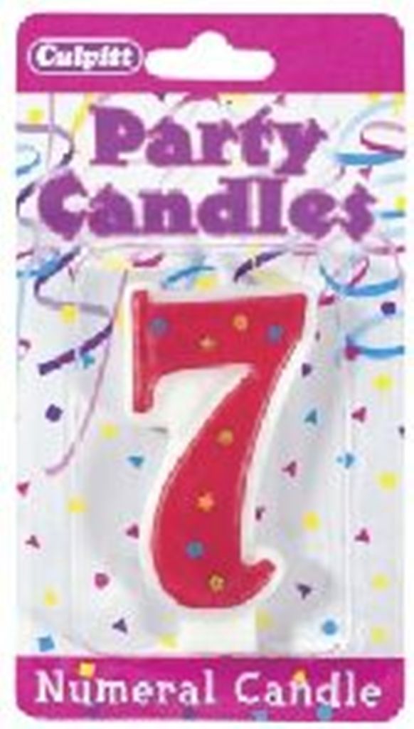 Numeral 7 Seventh Birthday Party Candle - Red