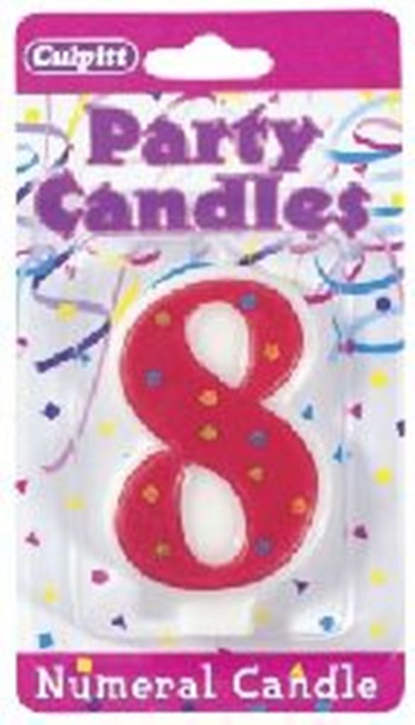 Numeral 8 Eighth Birthday Stars & Dots Candle