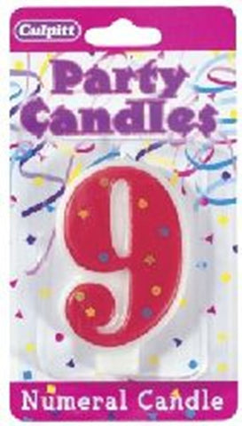 Numeral 9 Birthday Stars & Dots Candle