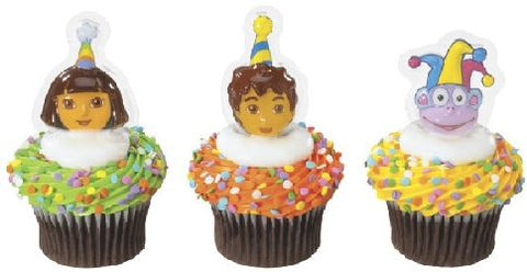 12 Dora, Diego, and Boots Pop Top Plac Cupcake Toppers