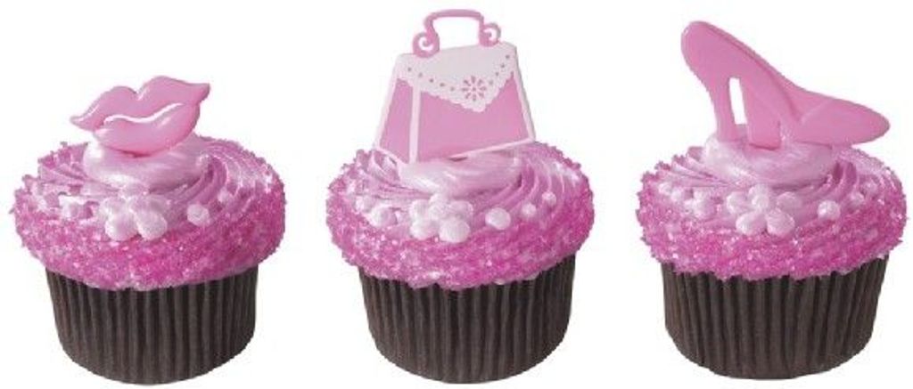 24 Pretty in Pink (Lips, Purse & Shoe) Cupcake Picks