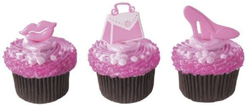 12 Pretty in Pink (Lips, Purse & Shoe) Cupcake Picks